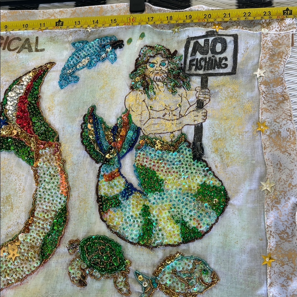 Sequin Mermaid Wall Hanging Decor. Handmade art-craft by Julie Lee Nersinger. - Picture 7 of 17